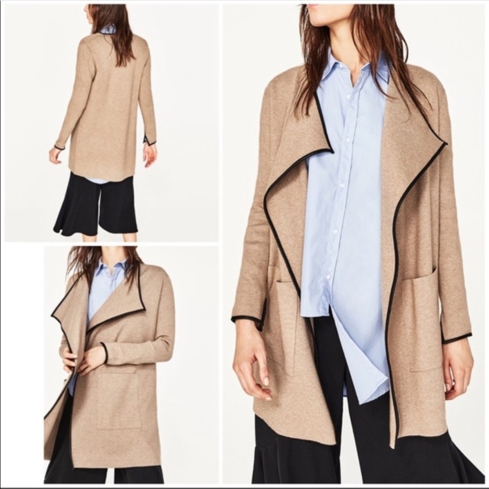 Zara Leather Trim Cardigan